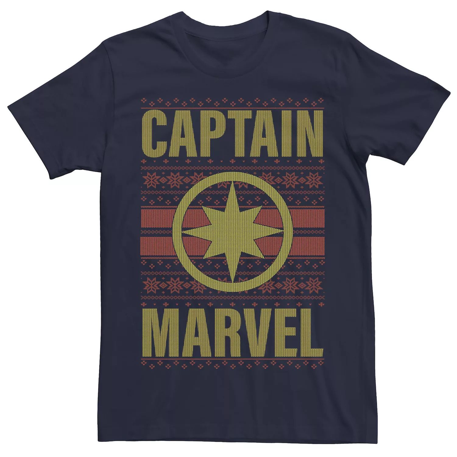 Мужская рождественская футболка с короткими рукавами и символом Капитана Марвела Licensed Character