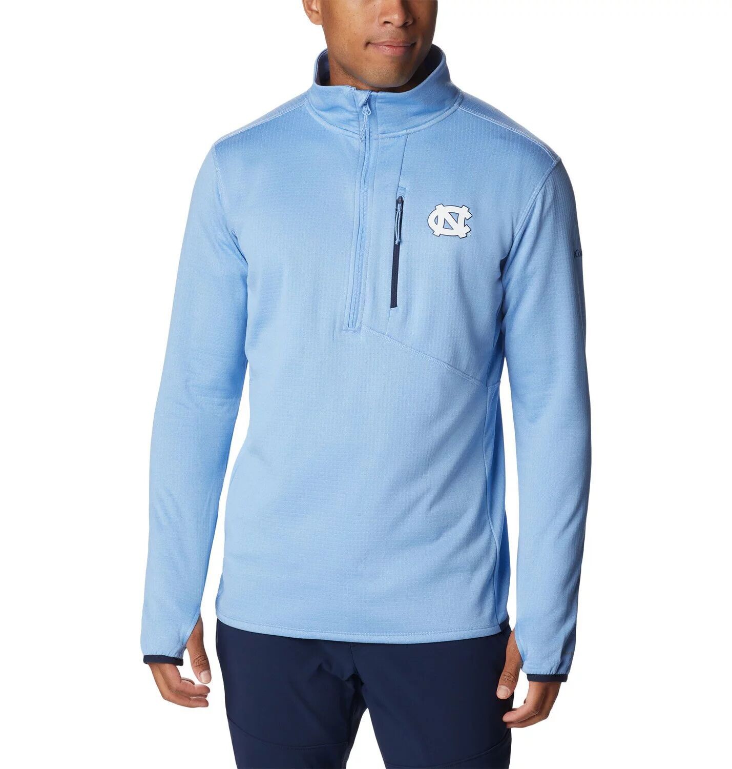 

Мужская футболка Columbia Carolina Blue North Carolina Tar Heels с видом на парк и застежкой-молнией до половины длины