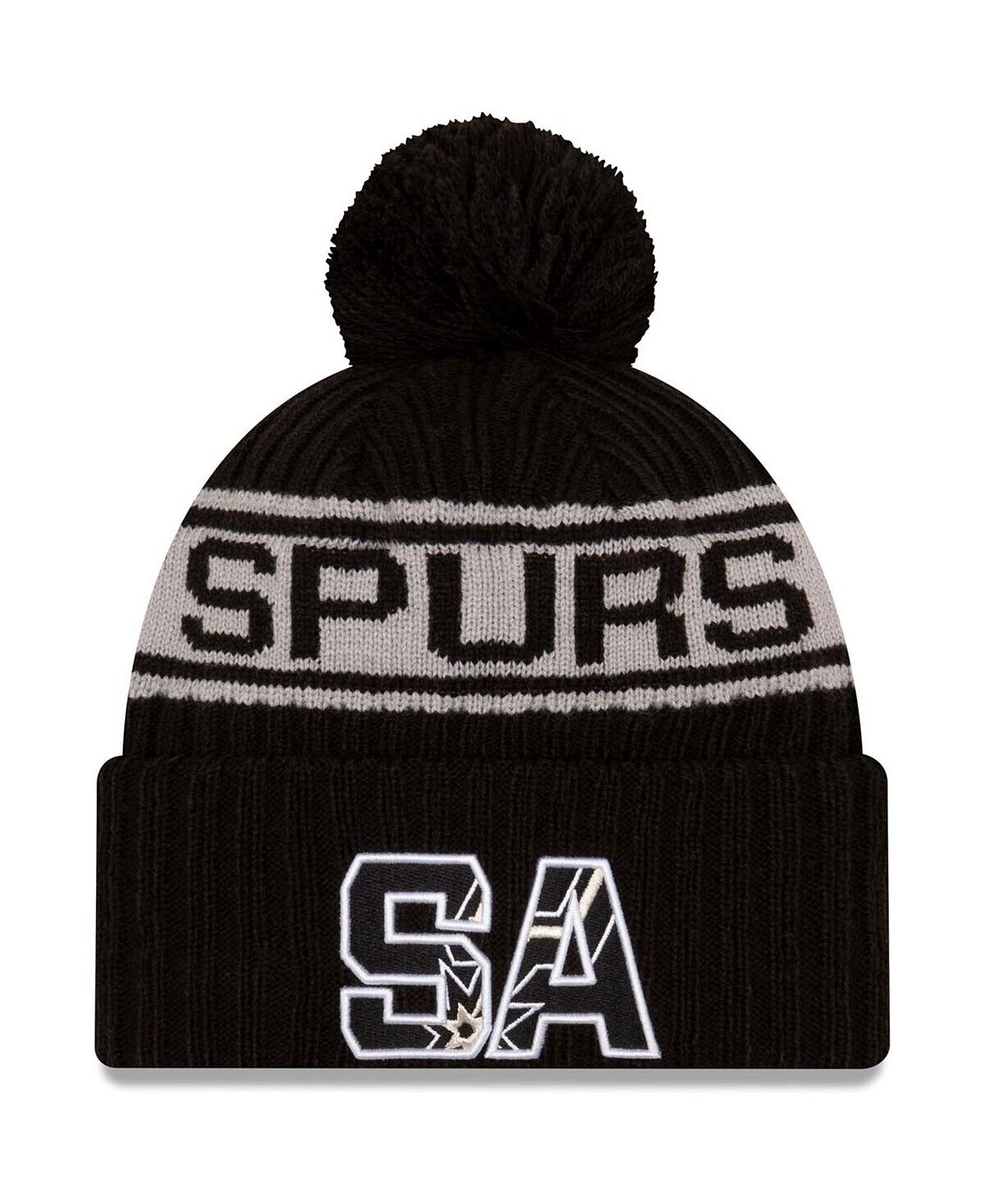 

Мужская черная вязаная шапка с манжетами и помпоном San Antonio Spurs NBA Draft 2021 New Era