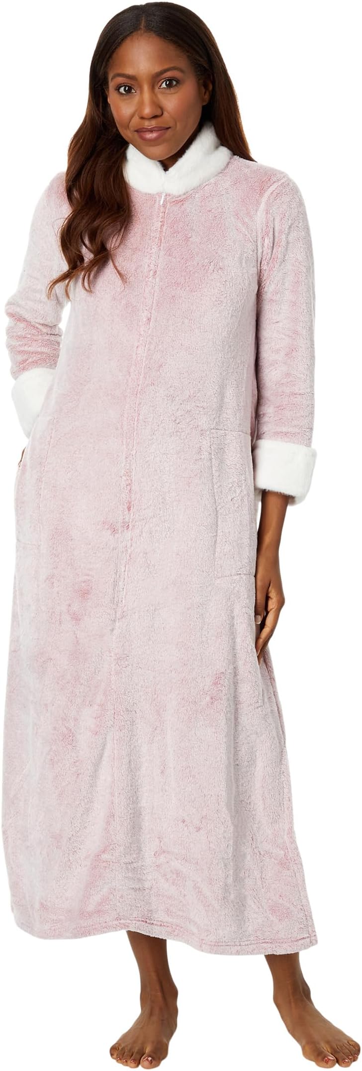 

Халат Frosted Cashmere Fleece Zip Robe N by Natori, цвет Nude Blush