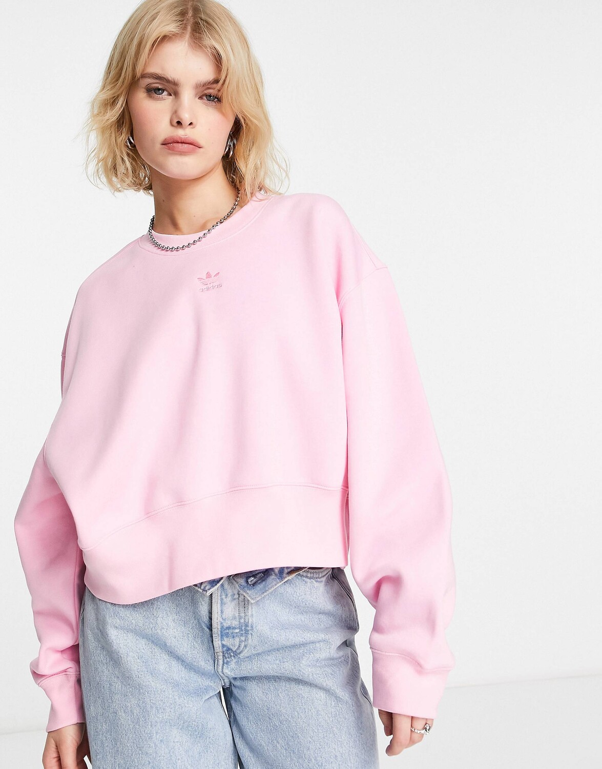 

Розовая толстовка с трилистником adidas Originals essentials, Розовый