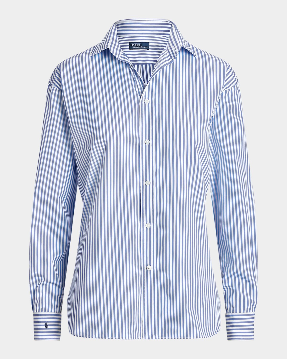 

Полосатая хлопковая блузка с длинными рукавами Polo Ralph Lauren, цвет Cabana Blue White