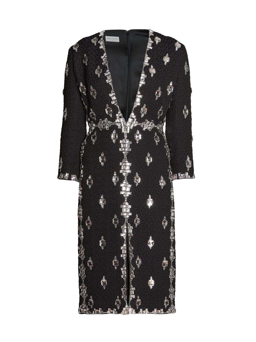 

Платье-миди с вышивкой Dries Van Noten, черный