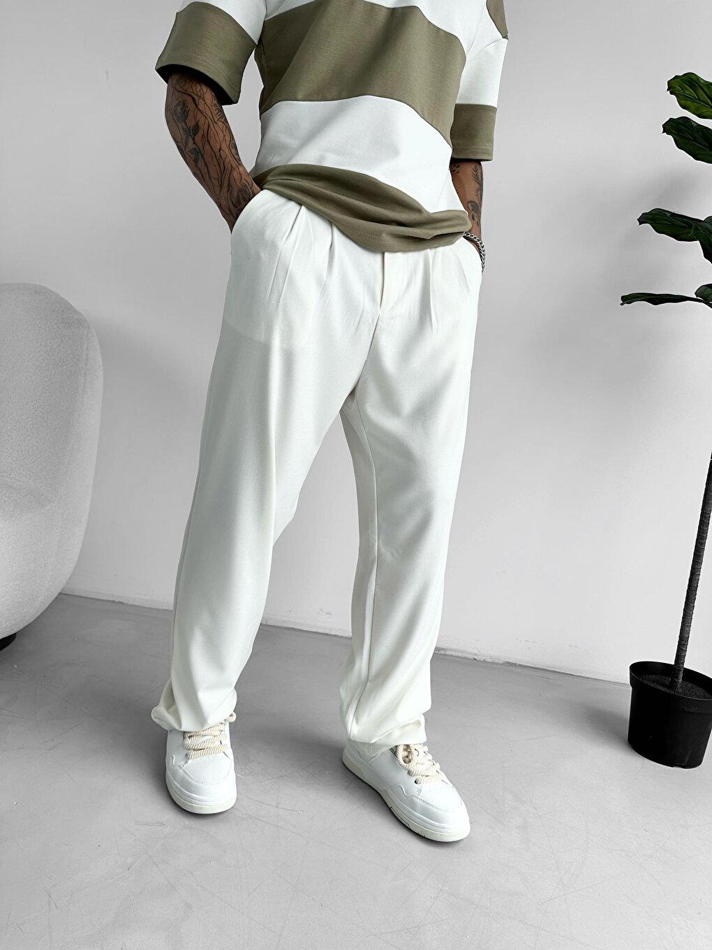 Тканевые брюки мешковатого кроя, белые ablukaonline цена и фото