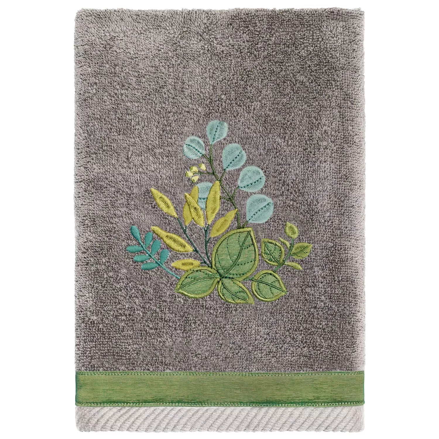 Linum Текстиль для дома Турецкий хлопок Botanica Набор из 2 украшенных полотенец для рук, серый