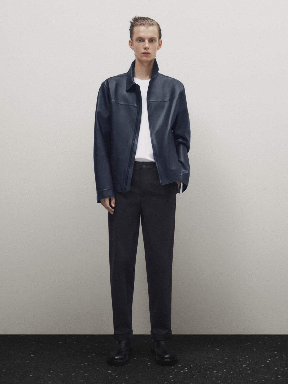

Чинос из хлопка Massimo Dutti, темно-синий