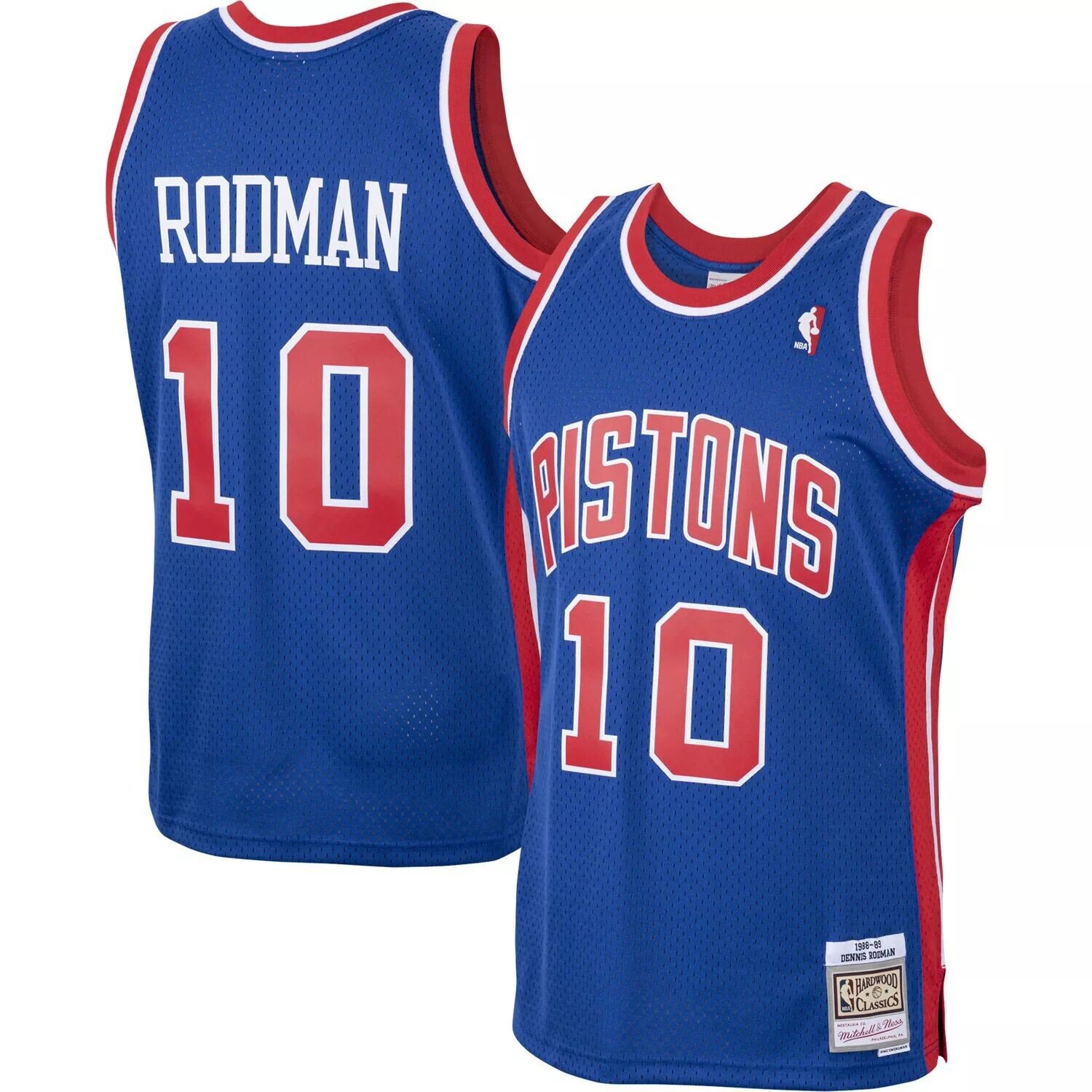 

Мужская майка Mitchell & Ness Dennis Rodman Royal Detroit Pistons 1988-89 Hardwood Classics Swingman