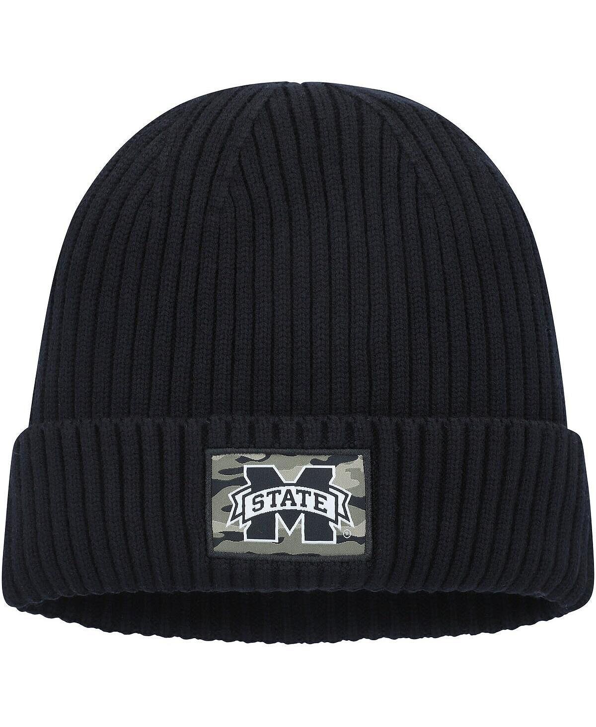 

Мужская черная вязаная шапка с манжетами в военном стиле Mississippi State Bulldogs adidas