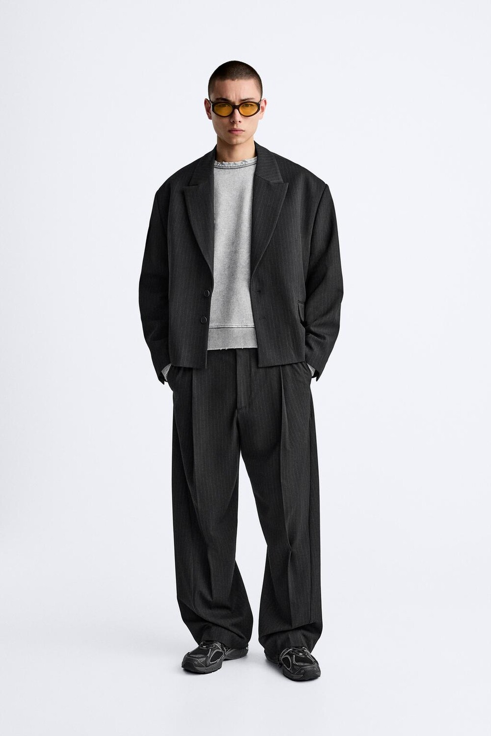 

Широкие брюки со складами ZARA, черный