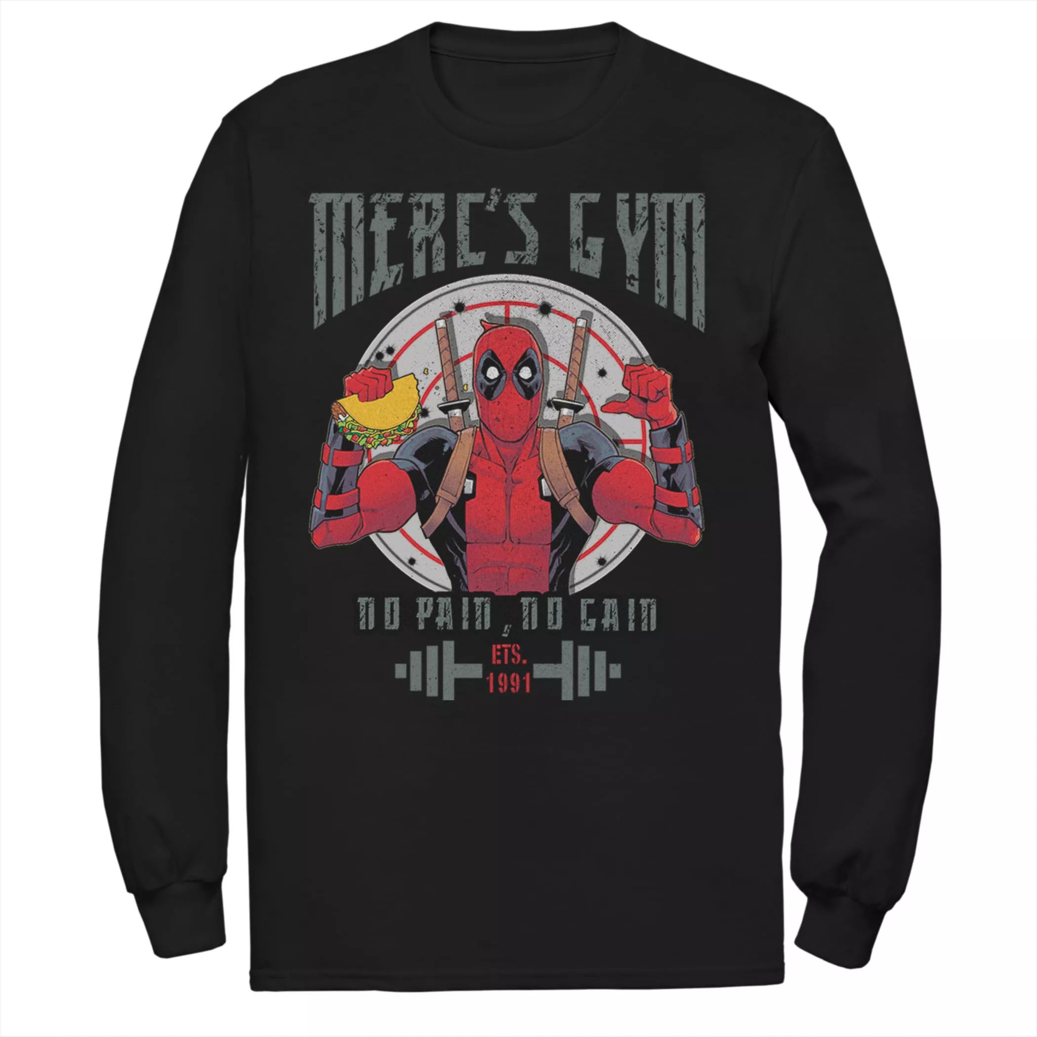 Мужская футболка с рисунком Marvel Deadpool Merc's Gym No Pain No Gain