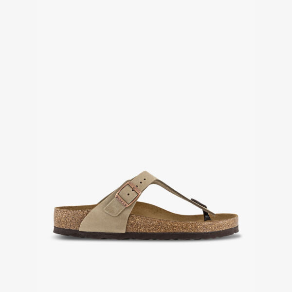 

Сандалии из кожи с ремешками и тисненым логотипом Birkenstock, коричневый