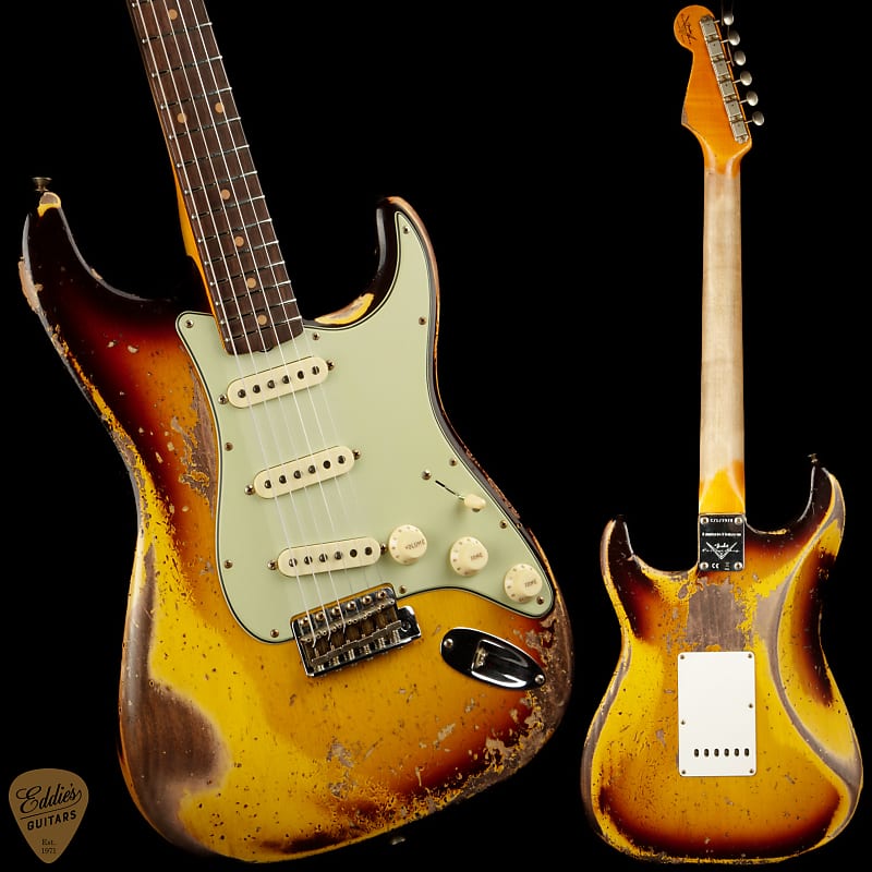 Электрогитара Fender Custom Shop Limited Edition 1959 Stratocaster Super Heavy Relic - Super Faded Aged Chocolate 3-Color Sunburst heavy mettal limited edition