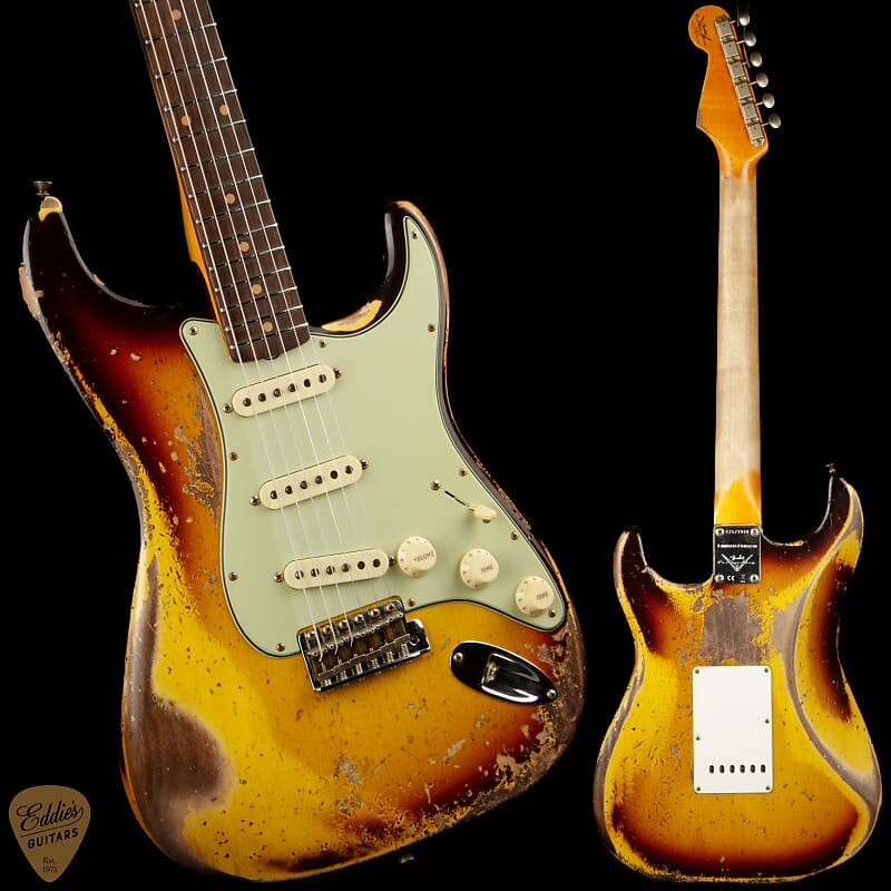 Электрогитара Fender Custom Shop Limited Edition 1959 Stratocaster Super Heavy Relic - Super Faded Aged Chocolate 3-Color Sunburst heavy mettal limited edition