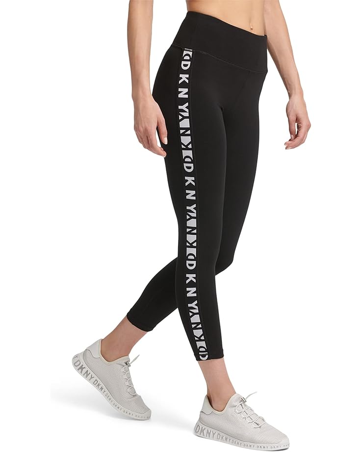 Брюки DKNY Women's Tummy Control Workout Yoga Leggings, цвет Black With Two Tone Logo Side Tape