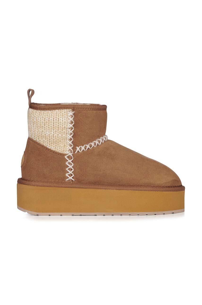 

Замшевые зимние ботинки Emu Australia Stinger Knit Flatform, коричневый