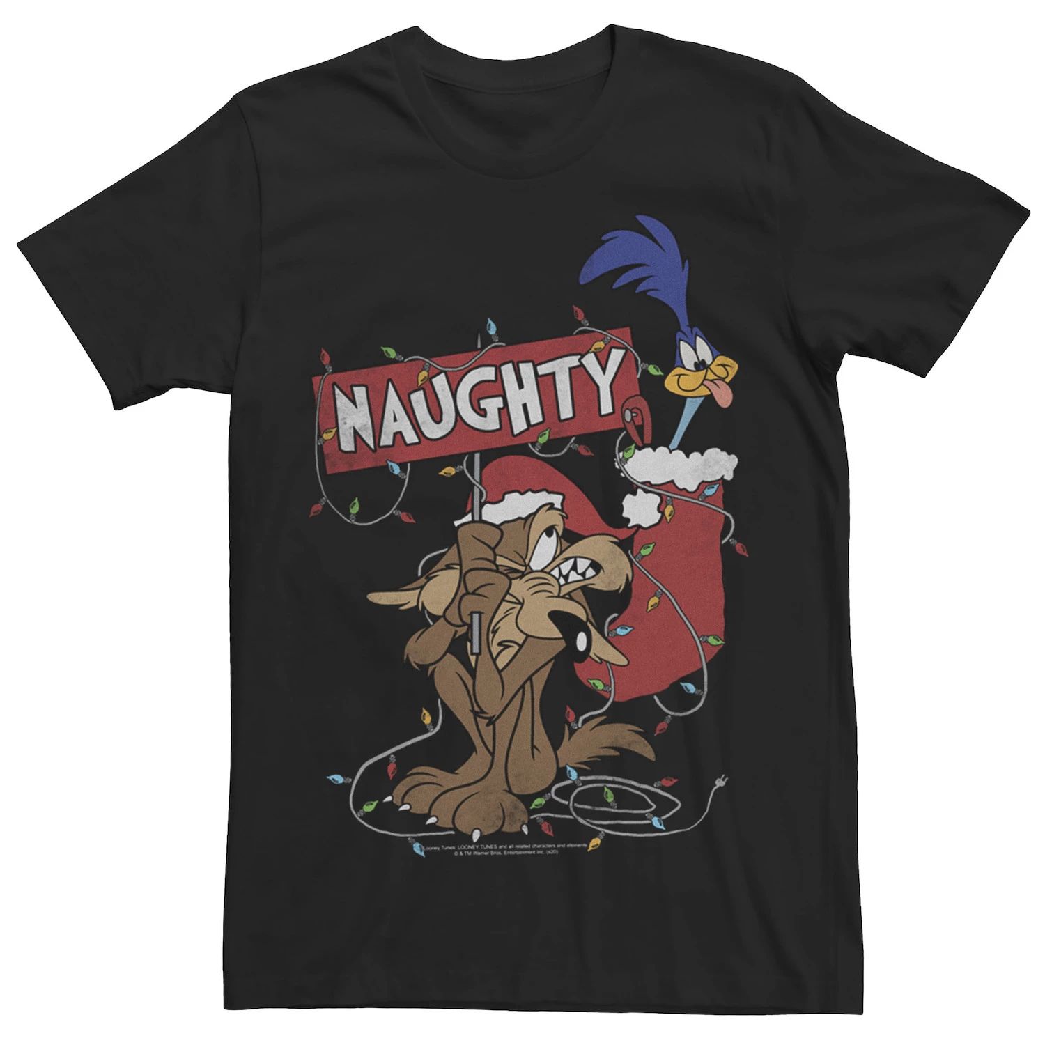 Мужская футболка Naughty Christmas Road Runner & Wile E. Coyote Looney Tunes Licensed Character конструктор lego brickheadz 40559 road runner и wile e coyote
