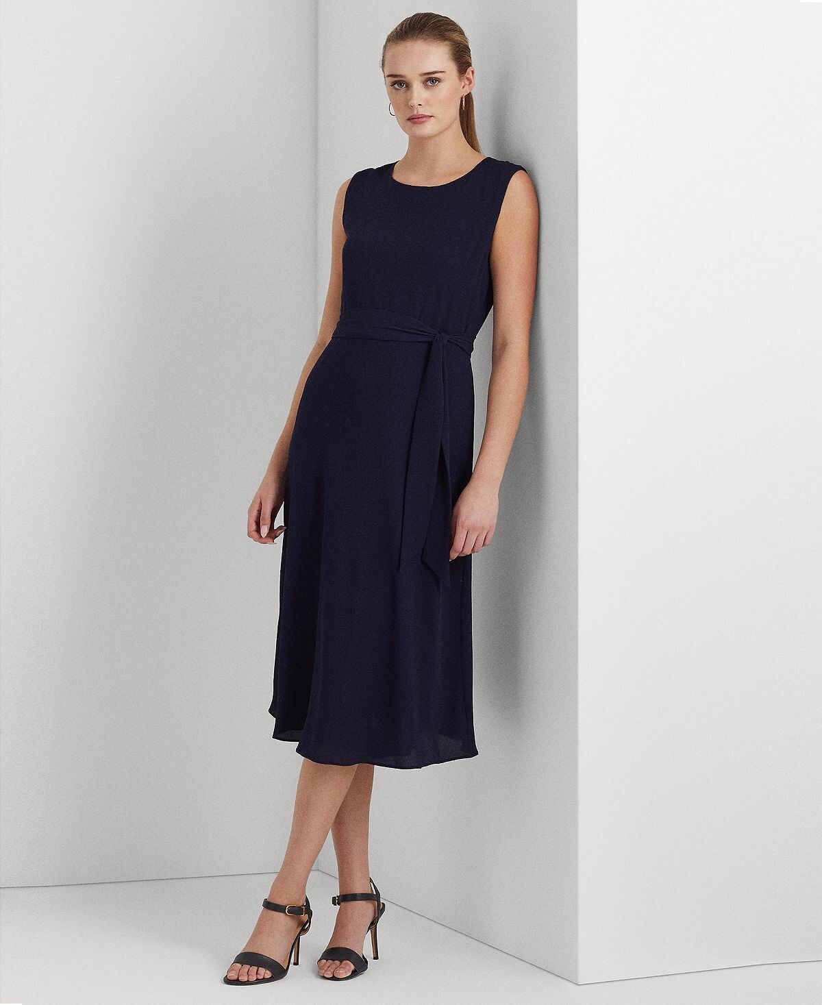 

Женское платье из крепа с поясом и поясом Lauren Ralph Lauren