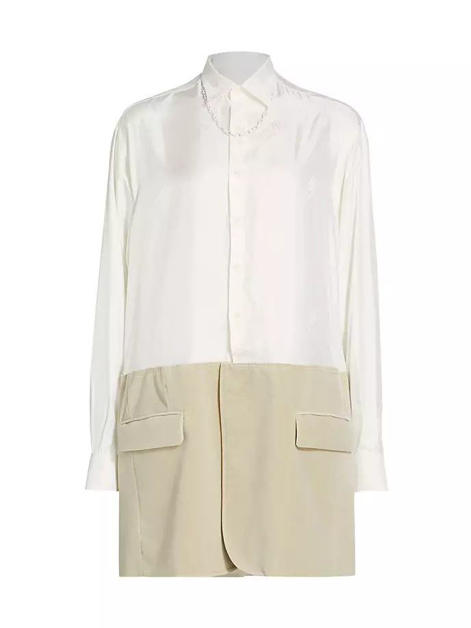 

Мини-платье с цепочкой и жаккардовым логотипом Mm6 Maison Margiela, цвет off white stone