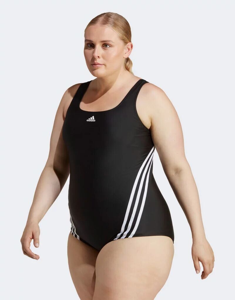

Черный купальник в полоску adidas Plus 3.5