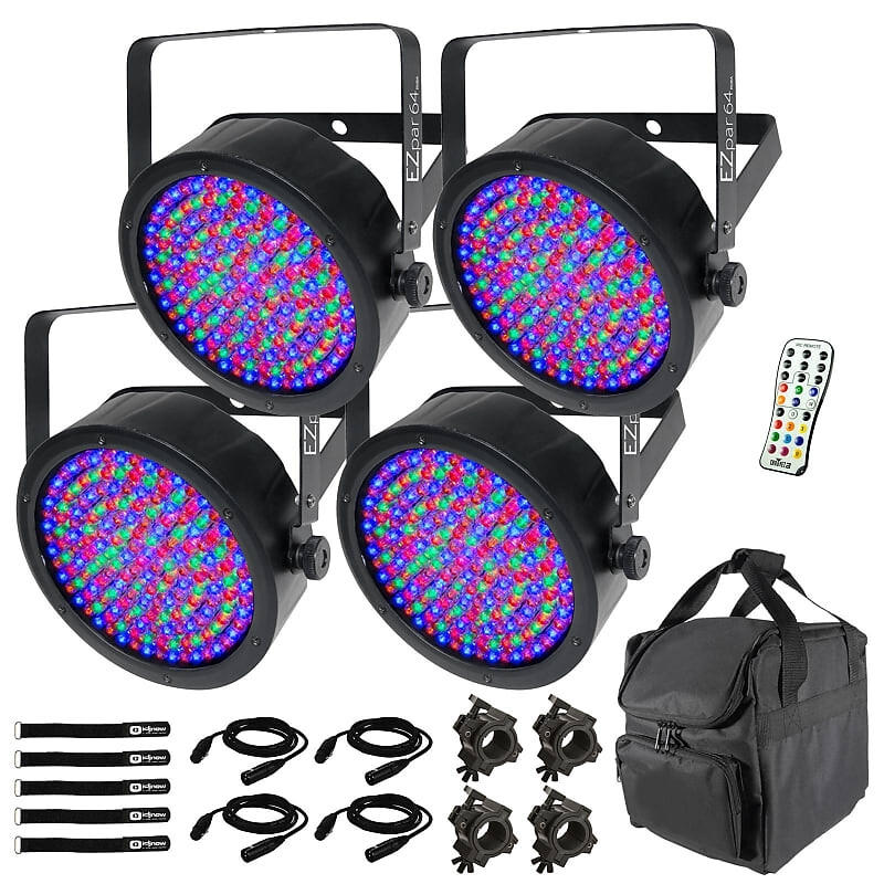 

Светодиодный светильник Chauvet Chauvet DJ EZpar 64 RGBA DMX Battery Powered LED Uplight 4 Pack w Carry Case