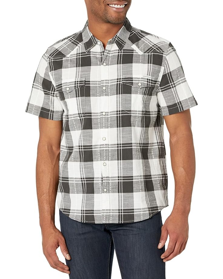 

Рубашка Lucky Brand Plaid Dobby Short Sleeve Western Shirt, черный