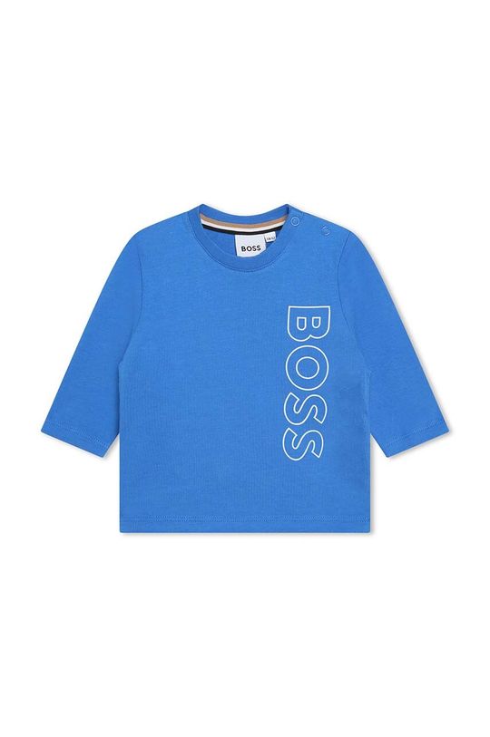 Хлопковая футболка с длинными рукавами BOSS для малышей., темно-синий