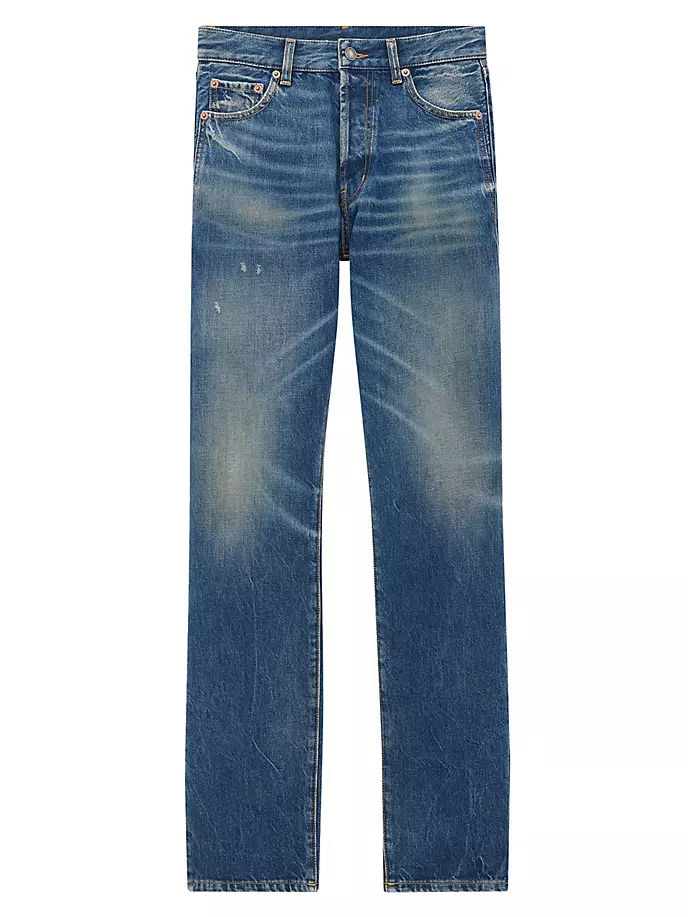 

Джинсы прямого кроя из денима Deauville Saint Laurent, синий