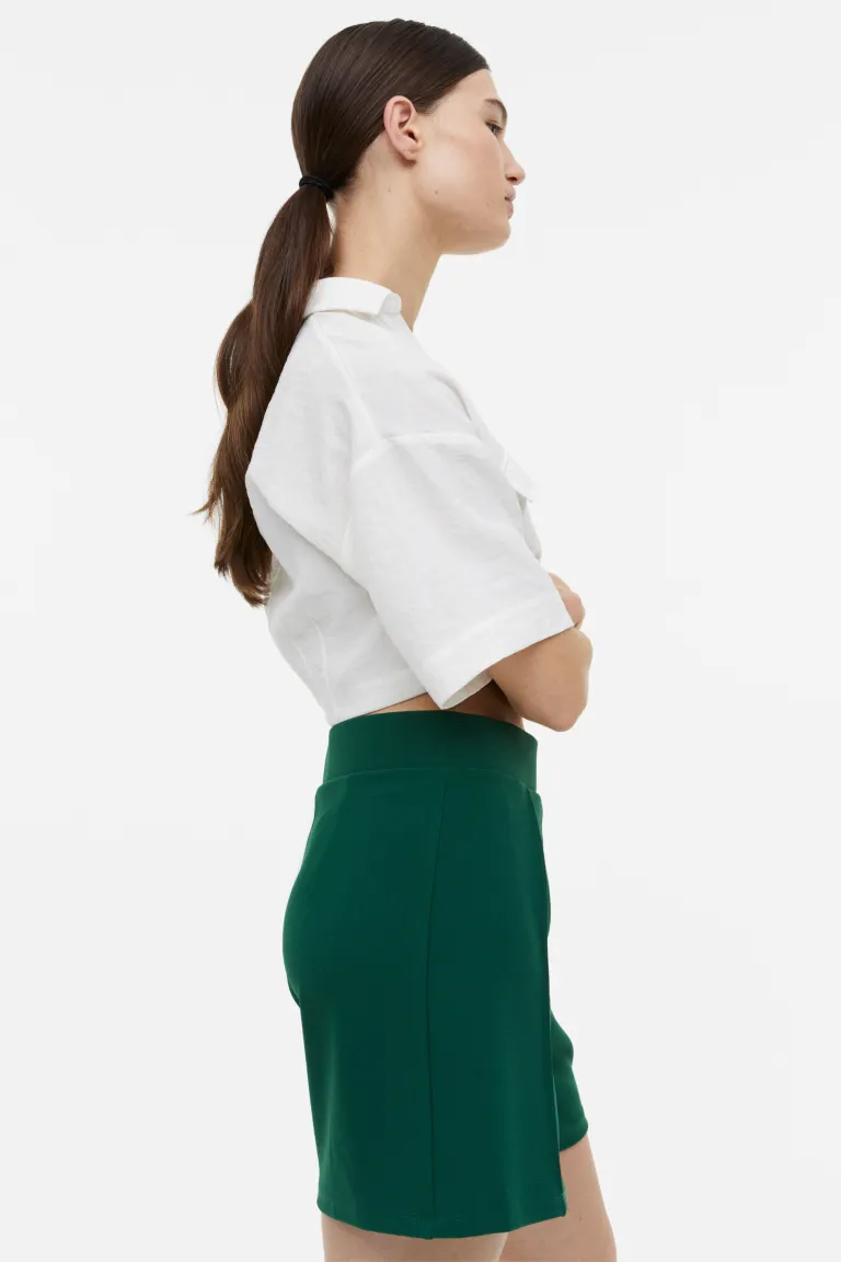 Короткие штаны с плохим H&M, зеленый укороченные брюки с завышенной талией s oliver мультиколор