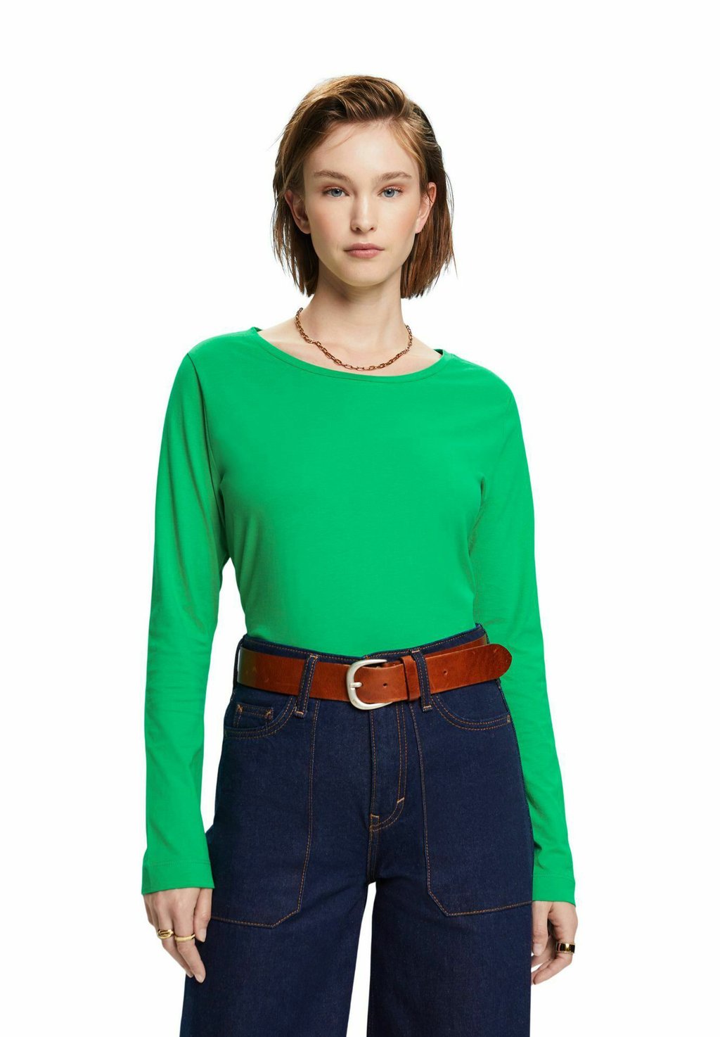 Блузка с длинными рукавами Esprit, зеленый
