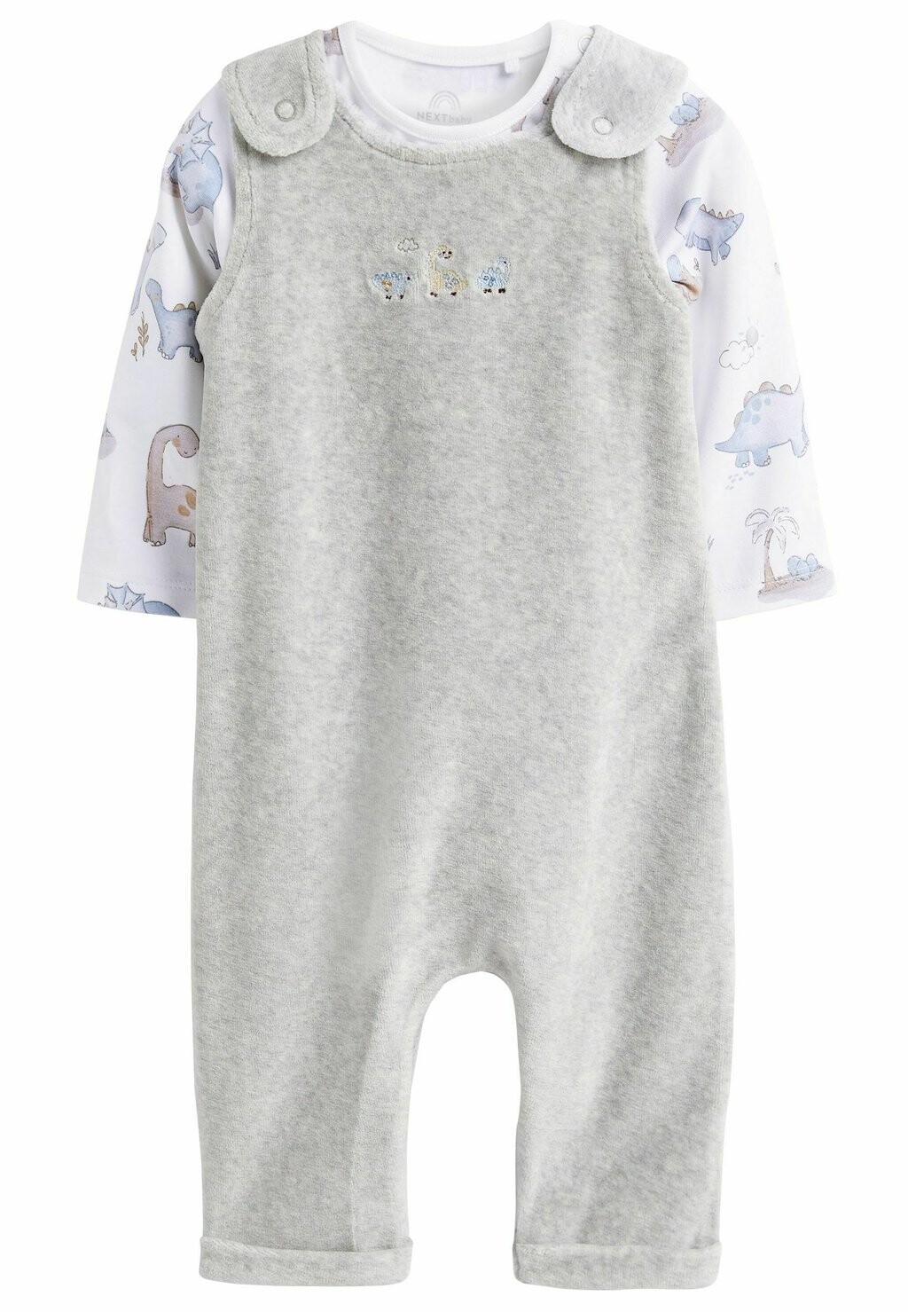 

Боди BABY VELOUR DUNGAREES AND JERSEY BODYSUIT SET Next, цвет grey