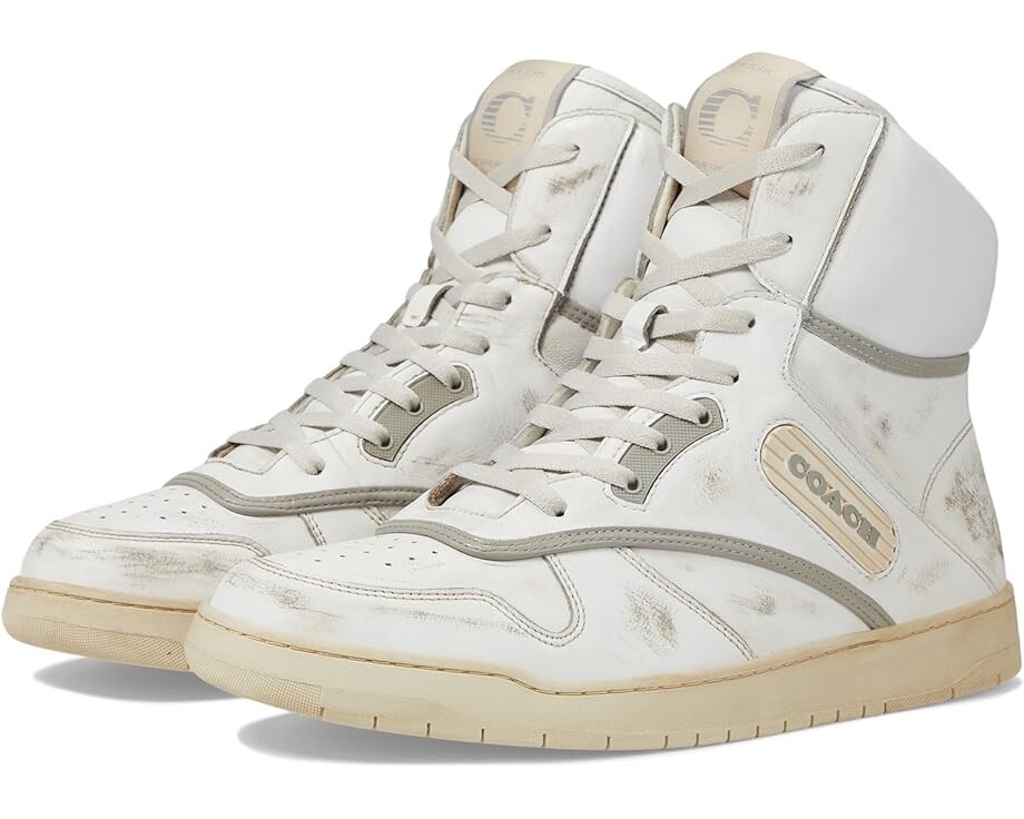 

Кроссовки COACH Distressed Leather High-Top Sneaker, белый