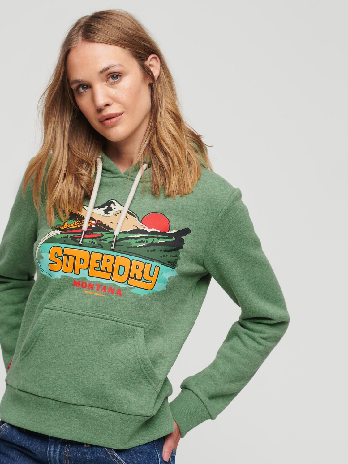 

Толстовка с рисунком Travel Postcard Superdry, зимняя мята марль