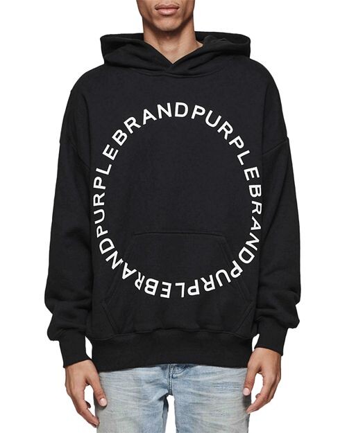 

Толстовка оверсайз из флиса с круглым логотипом Purple Brand, цвет Black