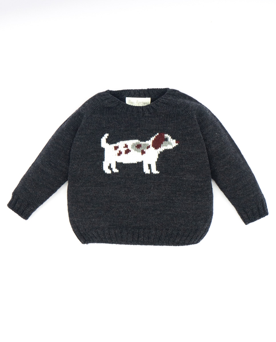 Свитер для мальчика угольного цвета с рисунком собаки Fina Ejerique, темно-серый bestway snugable top серый угольно серый