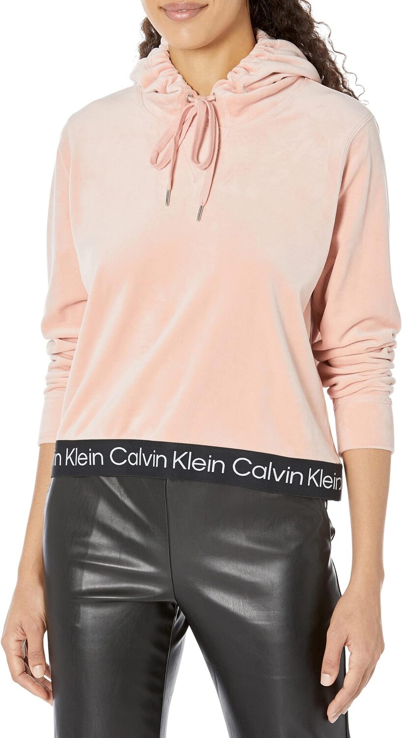 

Укороченная худи с лентой с логотипом Calvin Klein, цвет Blush