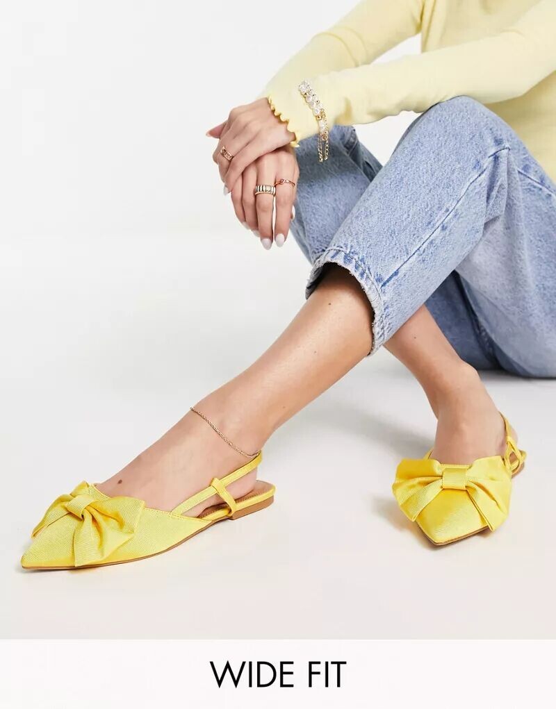 

Желтые балетки с бантом ASOS Wide Fit Lido