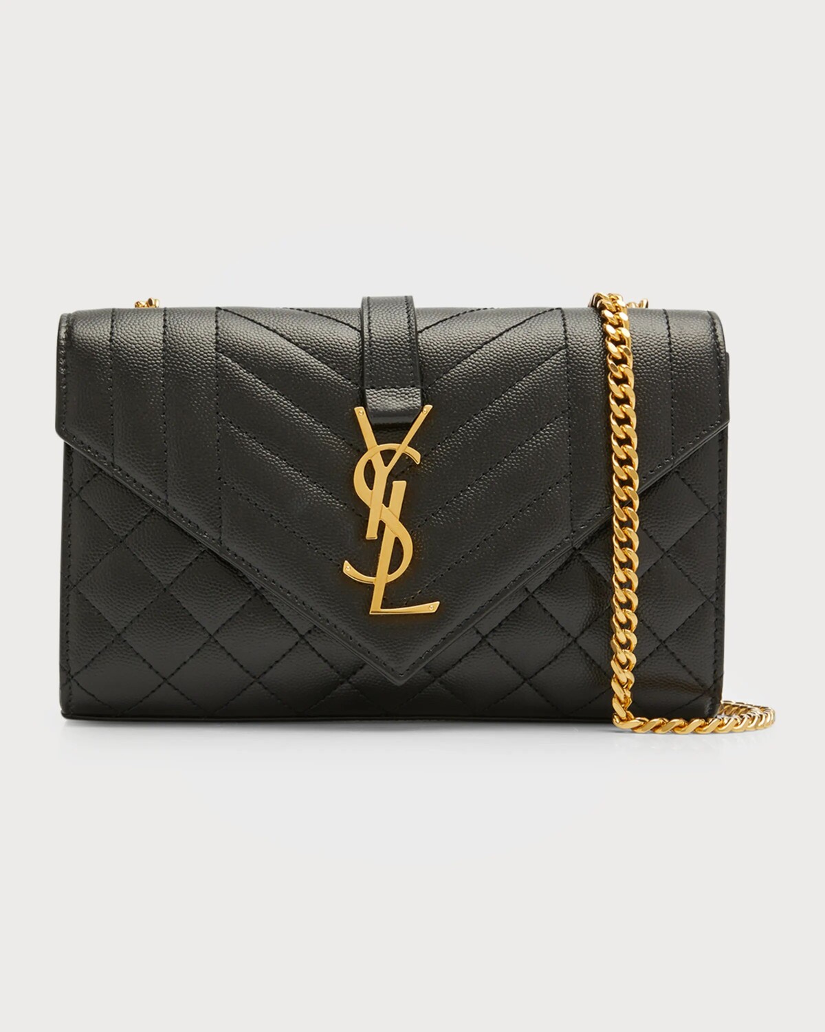 

Маленькая сумка через плечо Envelope Triquilt YSL из зерненой кожи Saint Laurent, цвет Black
