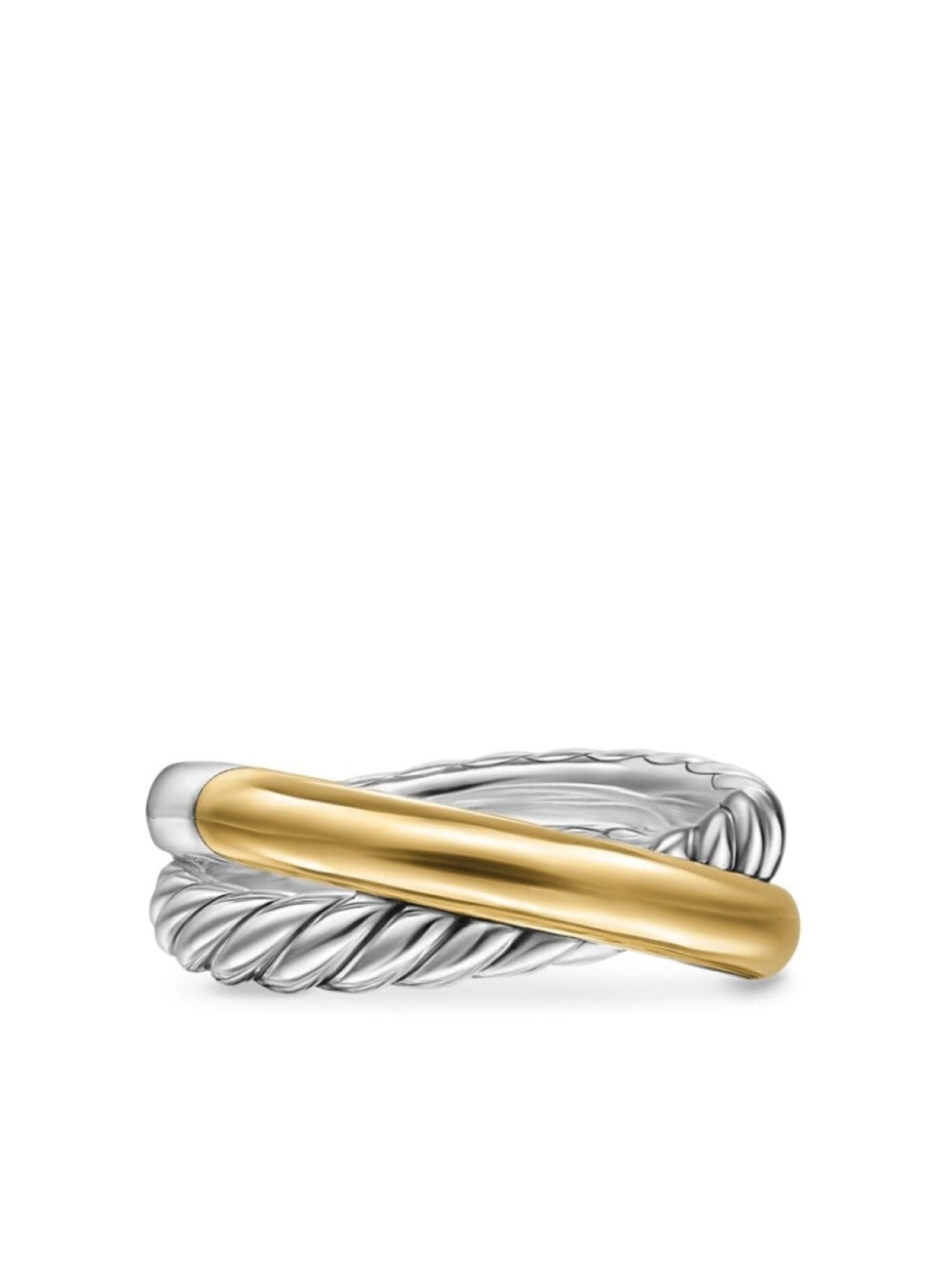 

Кольцо Crossover Two Row из 14-каратного желтого золота David Yurman, серебряный