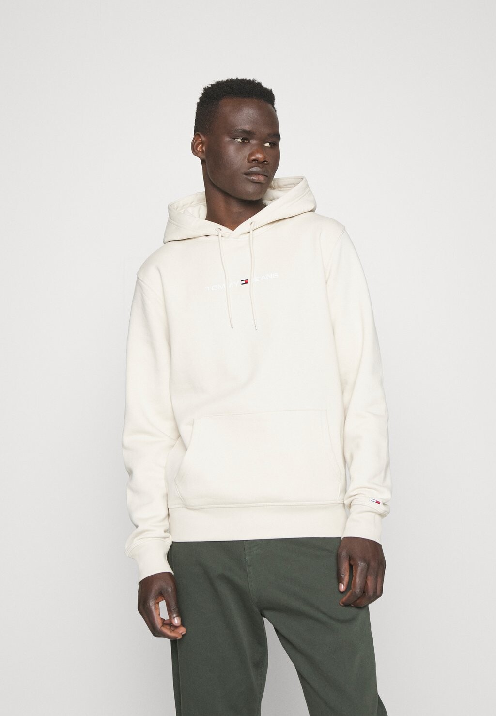 

Толстовка Tommy Jeans Linear Hoodie, бежевый / песочный, Белый