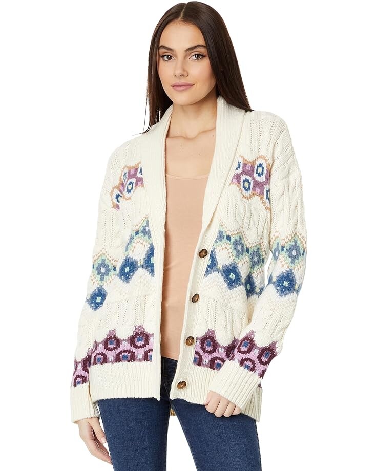 Свитер Lucky Brand Intarsia Shawl Collar Cardigan, белый