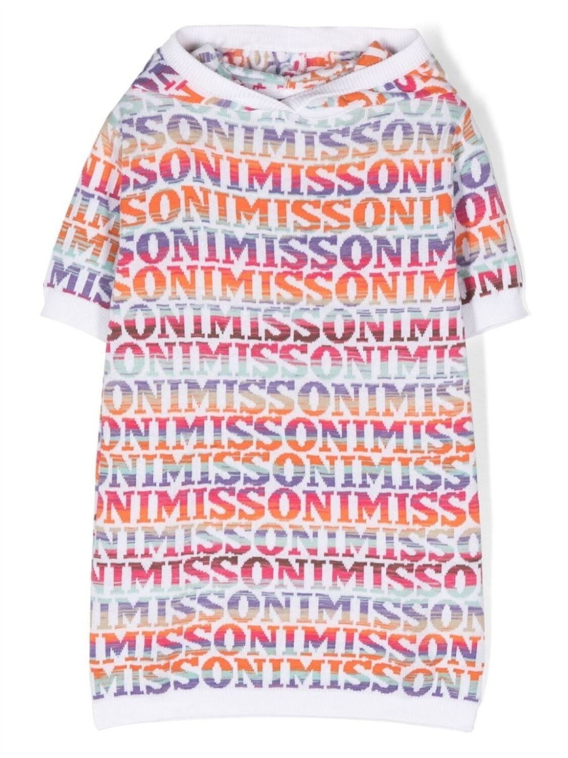 

Missoni Kids платье с капюшоном и логотипом, белый