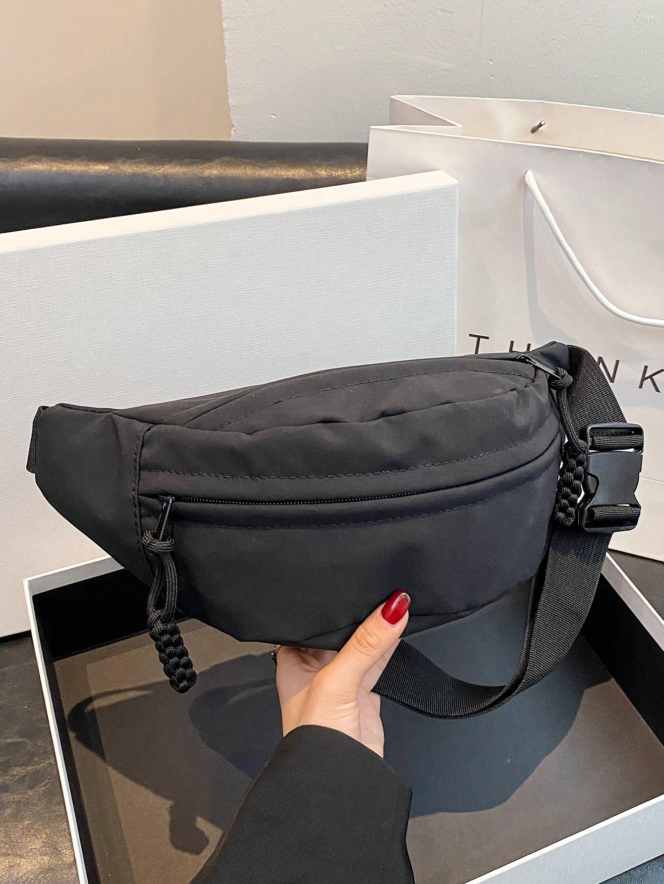 Модная нейлоновая сумка через плечо, черный фото