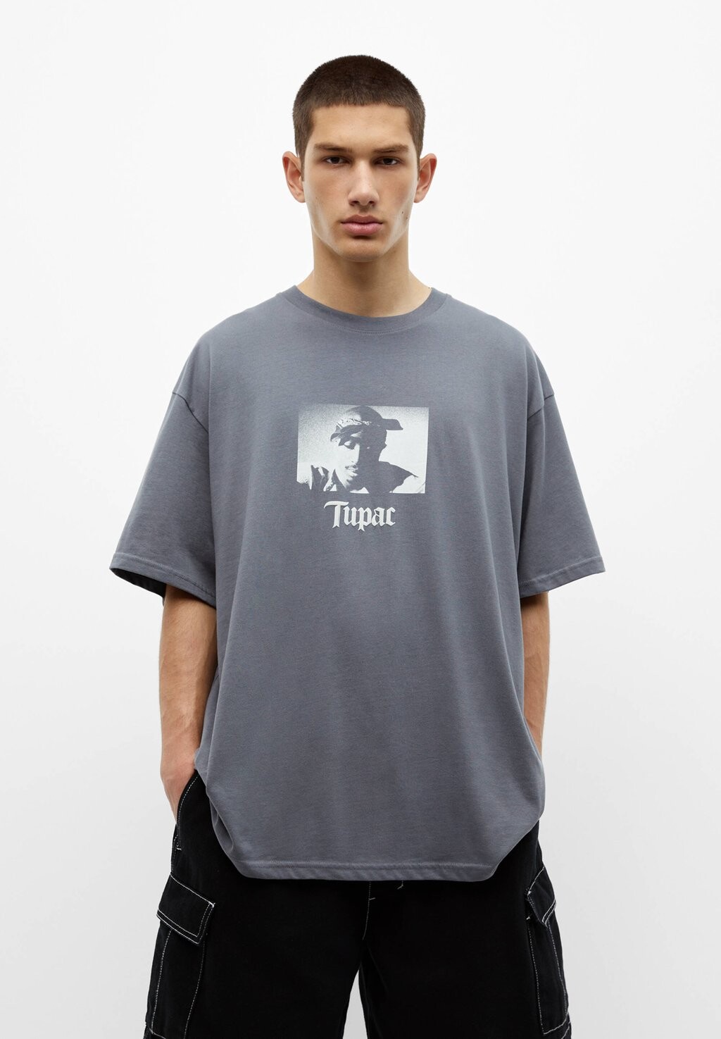 

Футболка с принтом PULL&BEAR, серый