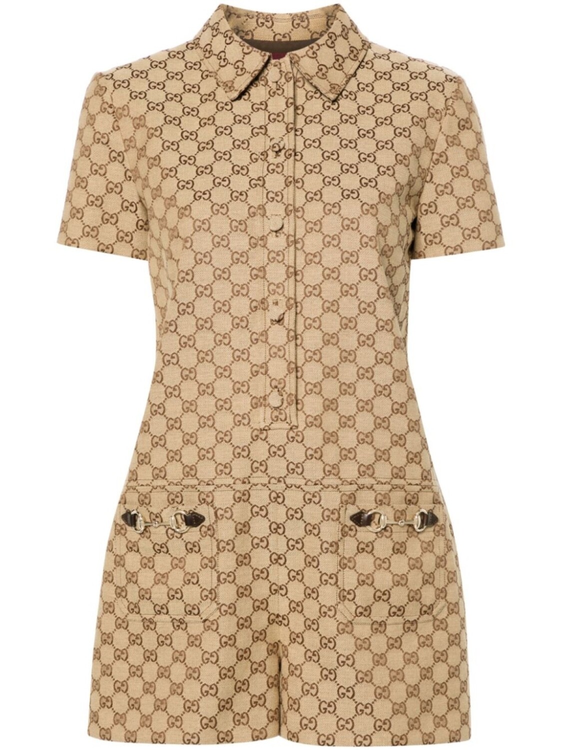 

Gucci ромпер с принтом GG Supreme, нейтральный цвет