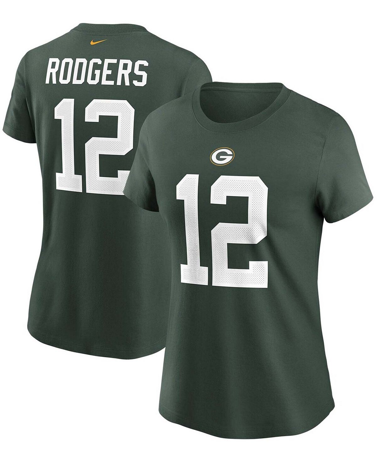 

Женская футболка Aaron Rodgers Green Green Bay Packers с именем и номером Nike, зеленый