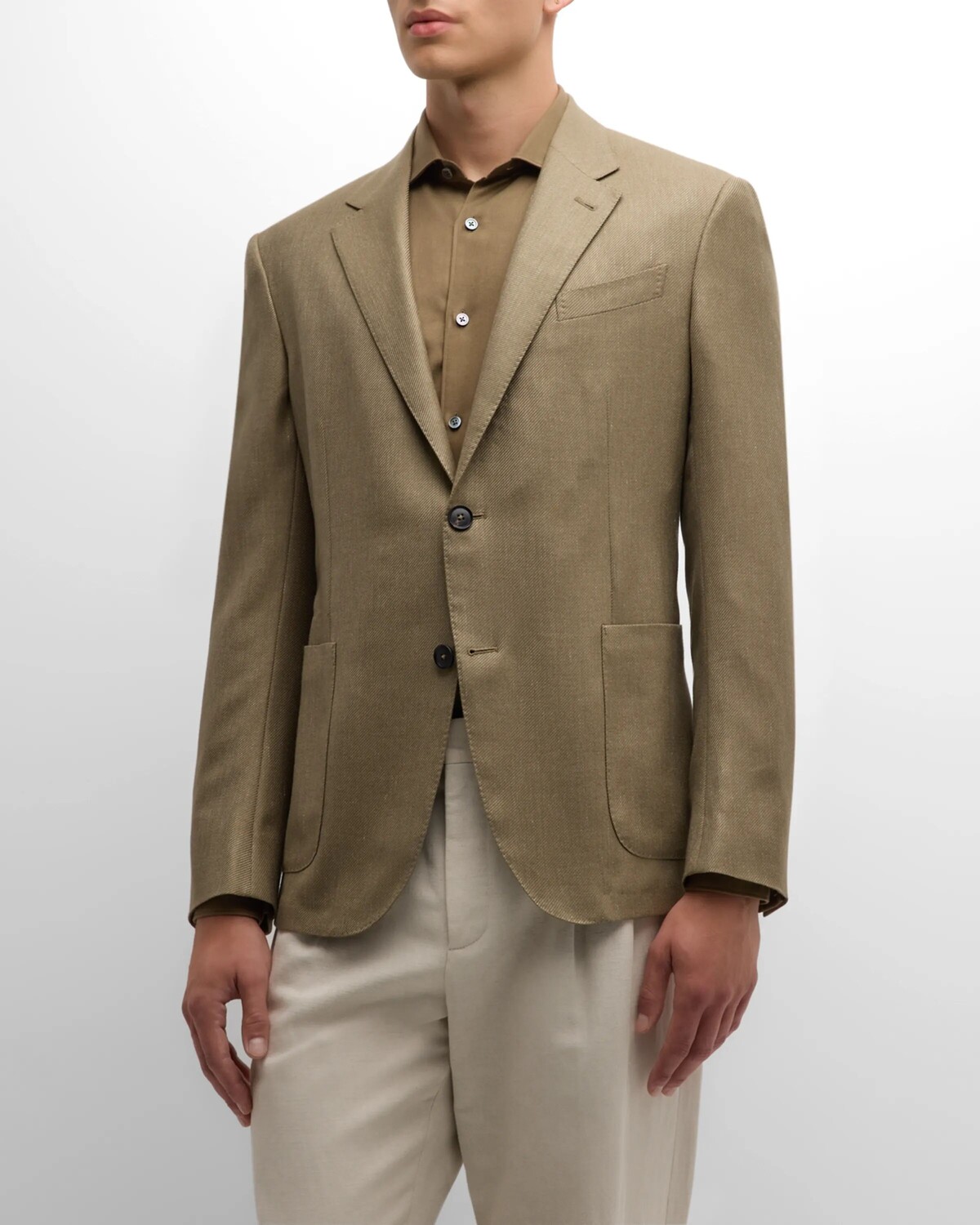 

Мужское спортивное пальто из саржи из смеси кашемира ZEGNA, цвет Medium Beige Solid