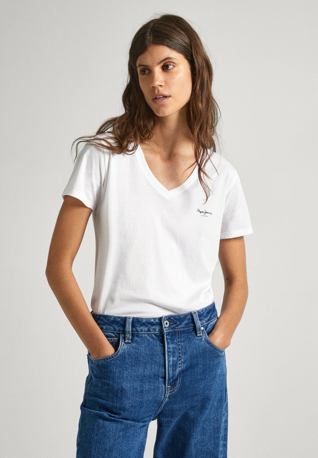 Футболка базовая LORETTE V NECK Pepe Jeans, цвет white футболка базовая kai pepe jeans цвет white