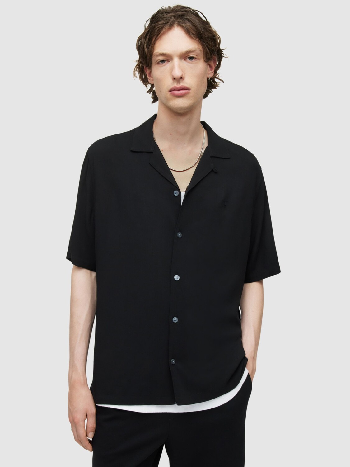 

Рубашка с коротким рукавом AllSaints Venice, черная
