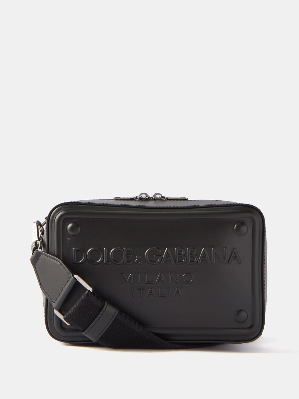 

Кожаная сумка через плечо с тисненым логотипом Dolce & Gabbana, черный