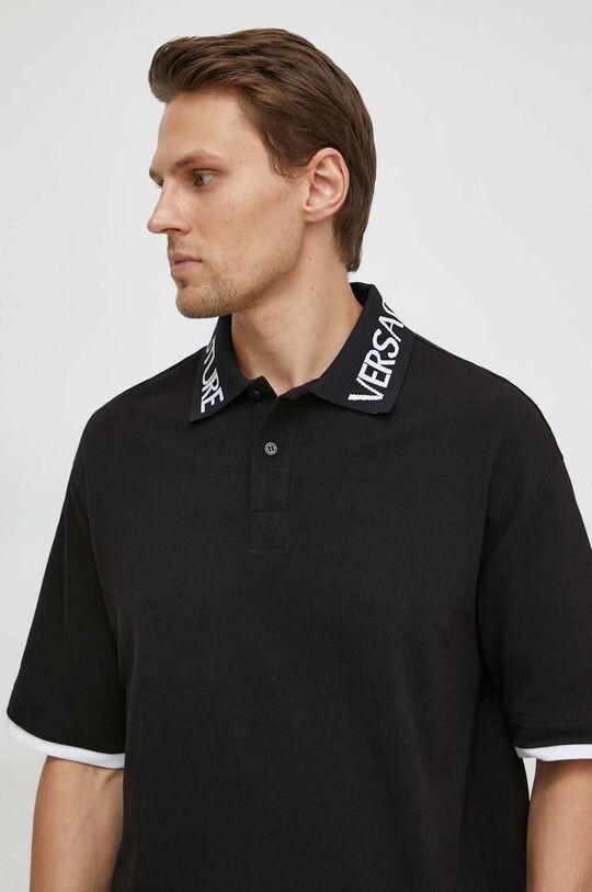 

Хлопковое поло Versace Jeans Couture, черный